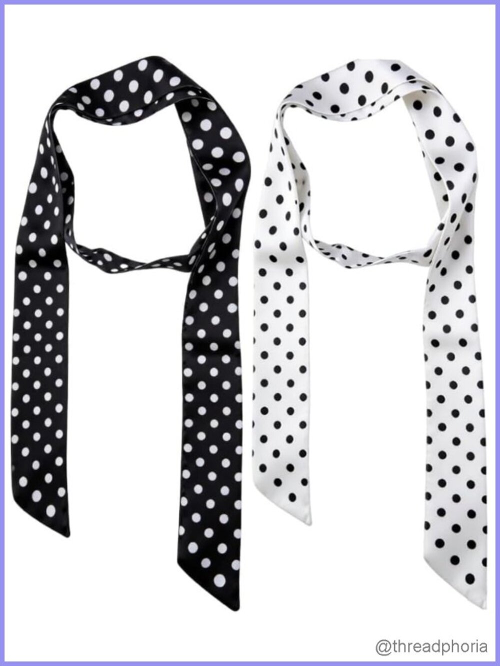 Vintage Chiffon Polka Dot Scarf Long Strip Lightweight Retro Neck Scarf